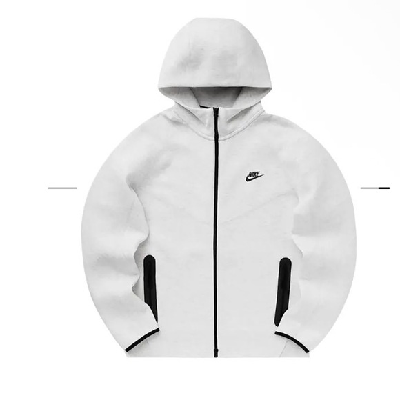 Nike White and Black Zip-Up Hoodie